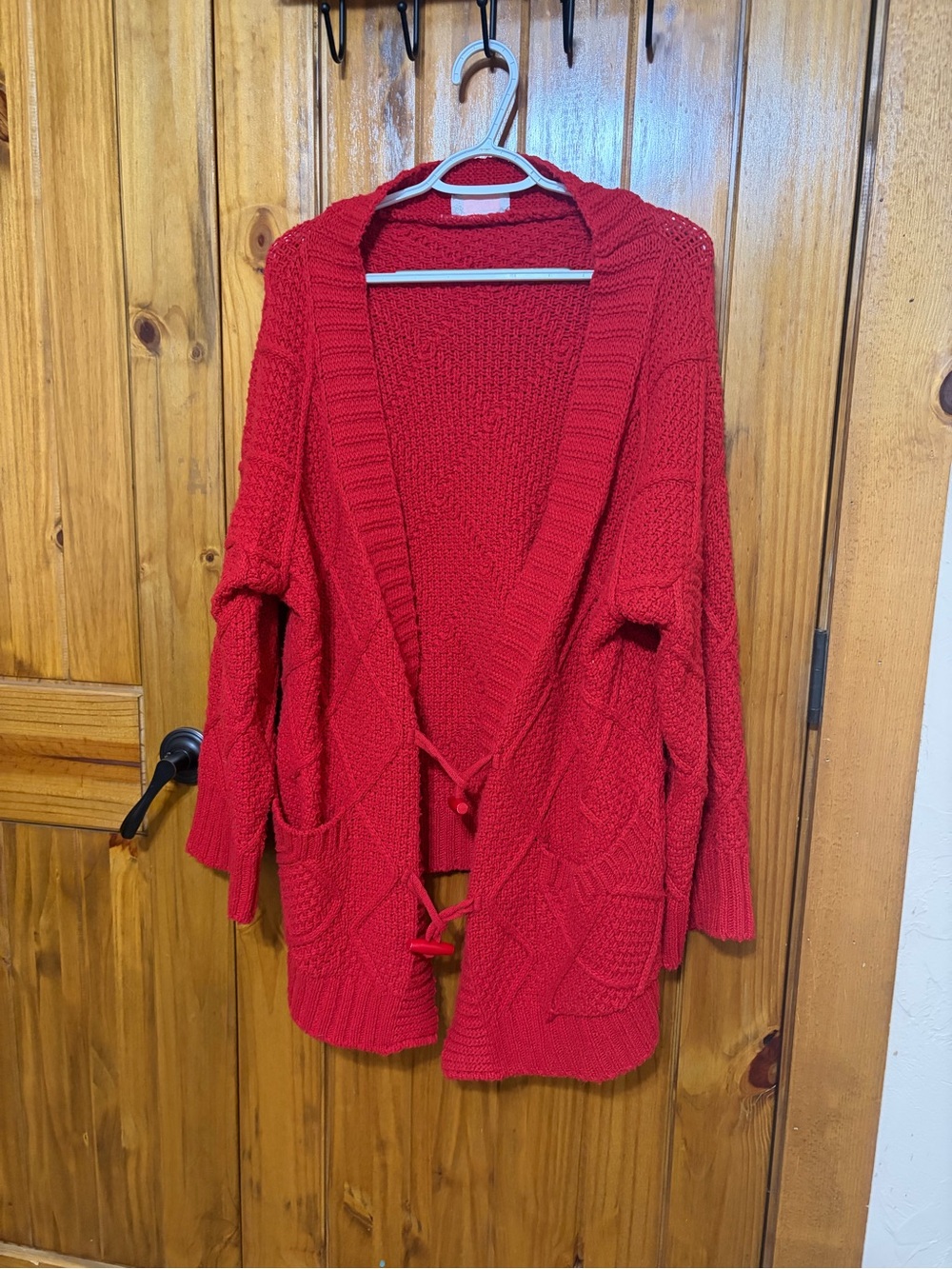 Red sweater cardigan
